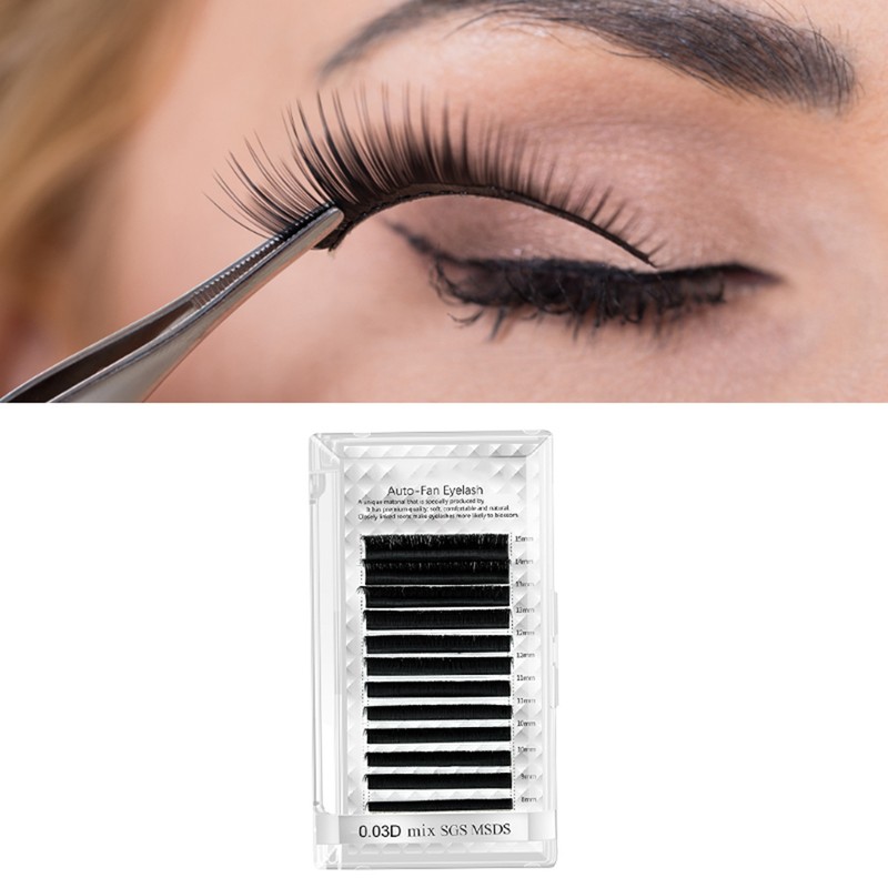 Auto Fan False Eyelashes Women Professional Salon Black Volume False