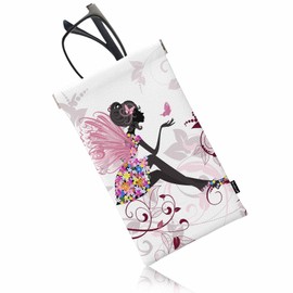 Beabes Glasses Case Butterfly Woman Sunglasses Case Fairy Butterflies Woman Floral Leather Sunglasses Pouch Spring Storage Glasses Pouch Holder For Travel Work Home Pink