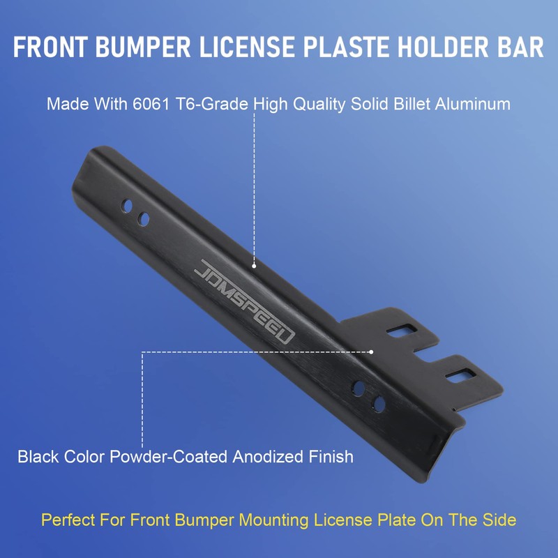 JDMSPEED Black Front Bumper License Plate Mount Bracket Relocator Holder