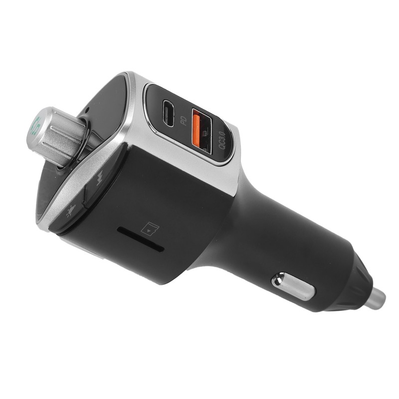 Bluetooth 5.0 FM Transmitter Dual Screen Display 3 USB Ports