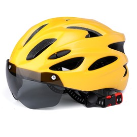 Road Bike Helmet Good Protection Safety Buckle Impact Resistance Cycling Helmet with Goggles for Bike Race Yellow