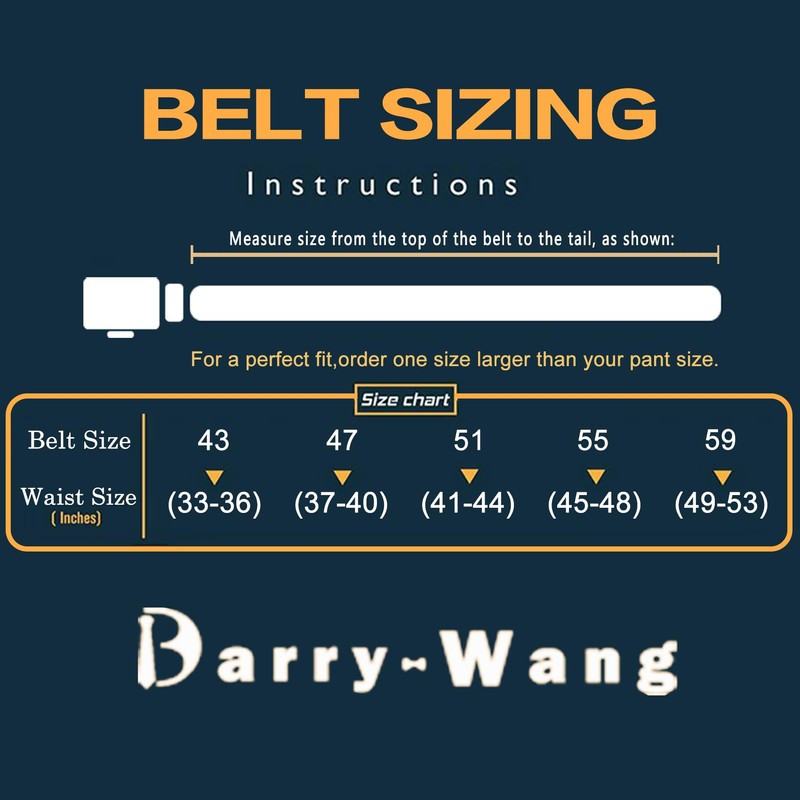 Barry.Wang Mens Formal Belt,Full Grain Leather with Automatic Buckle Nickel