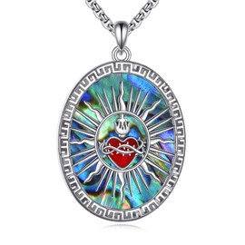 ZPMMPZ Sacred Heart Necklace Sterling Silver Christian Amulet Medal Pendant Jesus Christ Divine Love Flame Devotional Jewelry Gift for Women Men