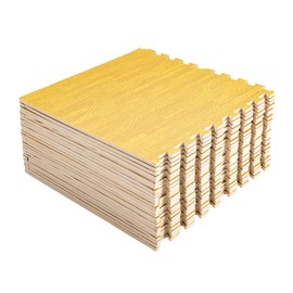 WUPYI 3/8 Inch Thick Printed Foam Tiles, 25 PCS Wood Grain Interlocking Foam Floor Mats, EVA Protective Flooring for Home Gym,24"" x 24"",100 Sq. Ft, JZ27P88