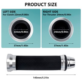 2PCS Motorcycle Handlebar Grips,7/8" & 1" Soft Rubber Grips with CNC Aluminum Bar End Caps,Compatible with Harley, Honda, Yamaha, Kawasaki, Suzuki,Anti-Slip Racing Grips for Car Decoration (Sliver)