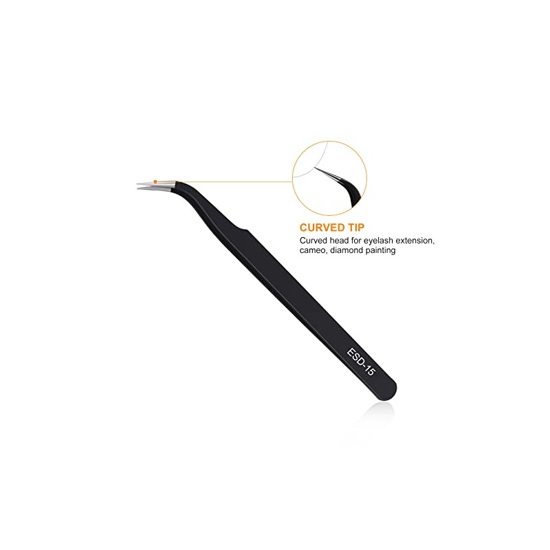 kaverme 9PCS Precision Tweezers Set, Upgraded Anti-Static Stainless Steel