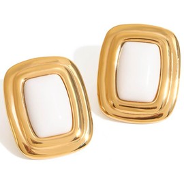 Busnos Gold Stainless Steel Earring Boho Earrings Square Dangle Earrings for Women Woman's Unique Gifts Statement Earring, Alloy Steel, No Gemstone