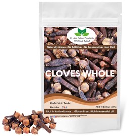 Cloves Whole (8oz) |Strong Aroma and Flavor | Cloves for Tea, Pomander Balls, Meats, and Pumpkin Spices | Naturally Grown & Hand Picked | Imported from Sri Lanka & Packed in USA