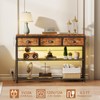 Furologee Console Table with Charging Station & 3 Fabric Drawers,