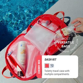 Go Dash Dot Dash Kit Toiletry Travel Case Red, Red, Water Resistant Toilet Bag With Multiple Compartments