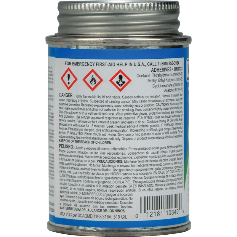 WELD-ON 10849 721 PVC Medium-Bodied High Strength Solvent Cement -