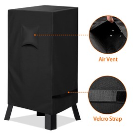 iCOVER 30 inch Smoker Cover for Masterbuilt - 21" L X 18" D X 33" H 600D Square Smokers Covers Water Proof Canvas Heavy Duty for 30-Inch Electric Vertical BBQ, Black, #G21611