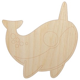 Sweet Kawaii Chibi Narwhal Unfinished Wood Shape Piece Cutout for DIY Craft Projects - 1/4 Inch Thick - 4.70 Inch Size