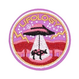 unbranded Ufology Embroidered Patch 2.5in Sew Iron On UFO Alien Cow Abduction 3401
