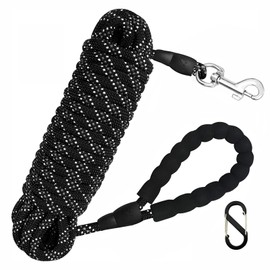 Recall Lead 5 m for Dogs, 10 m, 20 m, 30 m, Nylon Reflective Long Robust Dog Lead with Padded Handle, Round Dog Lead for Small to Large Dogs
