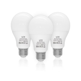 LUTW E27 LED Bulb, 9 W LED Bulb Replaces 60 Watt Bulb E27, 6500 Kelvin, Cool White, A60 Bulb, 900 lm, 220° Beam Angle, Energy Saving Bulb, Not Dimmable, Pack of 3