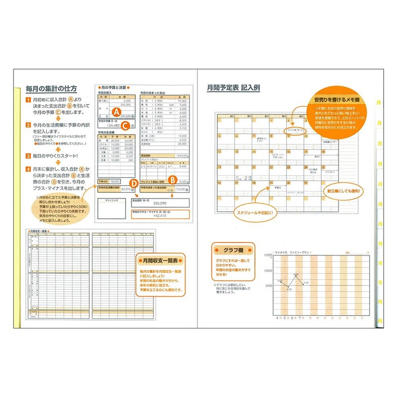 ダイゴー 家計簿 節約家計簿 フリー月間収支 Ａ５ ブルー J1047