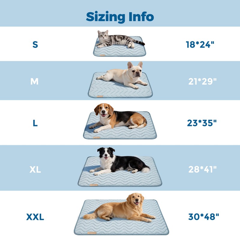 PPOLCA Waterproof Cooling Mat for Large Dogs - Q-MAX>0.5, Thin