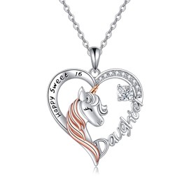 POPLYKE Unicorn Necklace Unicorn Jewelry for Girls Sweet 16 Gifts for Daughter Women Birthday Mother's Day Necklace for Daughter