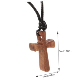 Beavorty Wooden Cross Pendant Orthodox Prayer Rope Mens Necklace Stone Bracelets for Women Light Brown