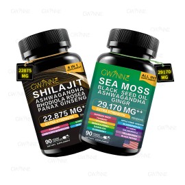 Gwynne All In 1 Shilajit Y Sea Moss Bundle 90 Cpsulas-contiene 29170 Mg De Musgo Marino, Aceite De Semilla Negra, Etc Y Contiene 22875 Mg De Shilajit 