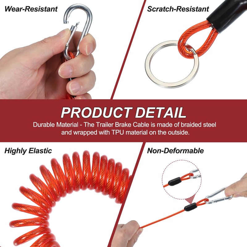 PATIKIL 5 ft Breakaway Trailer Cable, Trailer Brake Away Cable