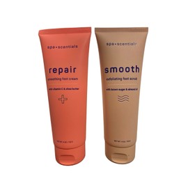 Spa Scentials Repair Smoothing Foot Cream And Smooth Exfoliating Foot Scrub 4Oz