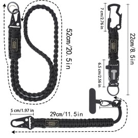 YIWUBAI Heavy Duty Braided Paracord Lanyard for ID Badges,EDC Tether for Phone,Tactical 550 Paracord Keychain with USA Flag