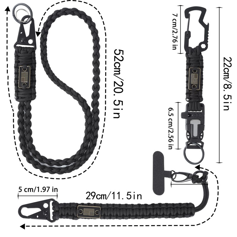 YIWUBAI Heavy Duty Braided Paracord Lanyard for ID Badges,EDC Tether