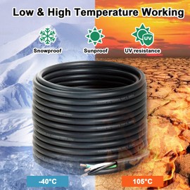 Gliztech 12/3 AWG Portable Power Cable 100 ft, SJOOW 300V 12 Gauge Electric Wire, 3 Conductor Extension Cord, Outdoor Extension Cord for Motors, Generators, Battery Chargers, Mechanic Lights