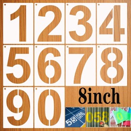 8 Inch 0 to 9 Large Number Stencils Set, 10 Pieces Reusable Curb Address Number Stencils Street Sign Digital Templates for Painting DIY Mailbox Street Parking Door Trucks Painting Stencil