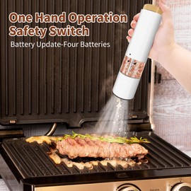 AmaCielo Electric Automatic Salt and Pepper Grinder set, Electric Salt and Pepper Shakers 2pcs，Grear upgrade Wheat Straw Eco-friendly Material Adjustable Roughness, One Hand Operation