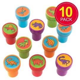 Baker Ross AV293 Dinosaur Self-Inking Stampers for Arts and Crafts — Novelty Toys for Kids, Perfect Party, Loot or Prize Bag Filler (Pack of 10), 20mm