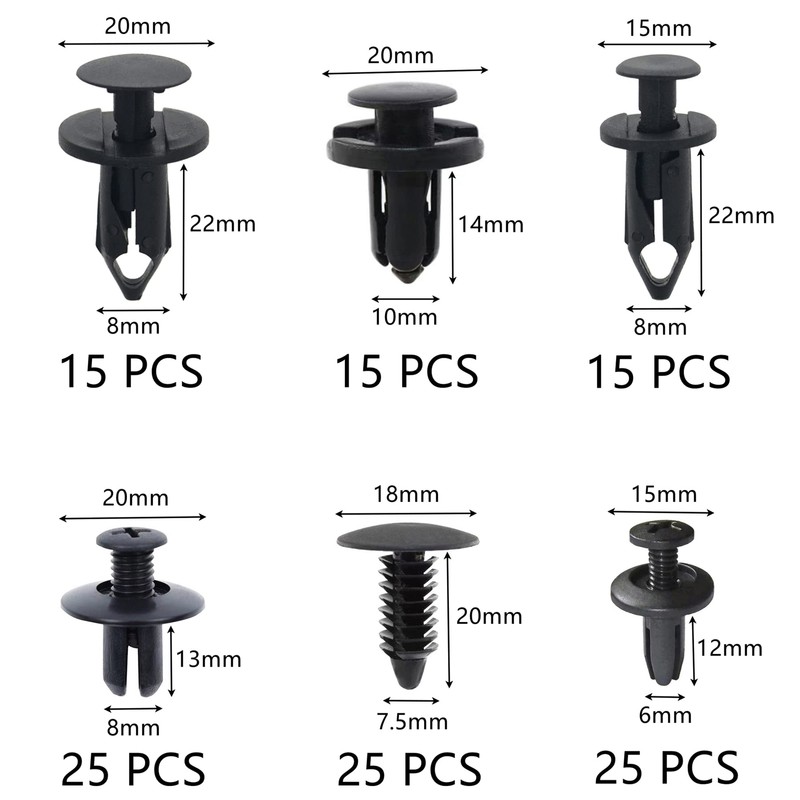 120 PCS Nylon Car Fasteners Rivet Clips,Plastic Car Retainer Clips,Six