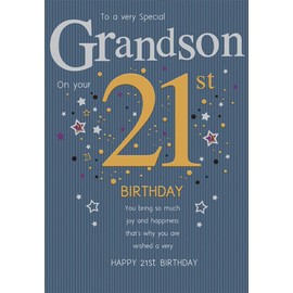 Piccadilly Greetings Group Ltd STUNNING TOP RANGE A VERY SPECIAL GRANDSON ON YOUR 21ST BIRTHDAY GREETING CARD, blue, 10 x 7