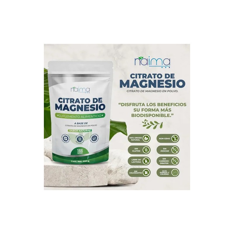 Citrato Glicinato Magnesio Naíma Suplemento Polvo Sabor 300g Vegano