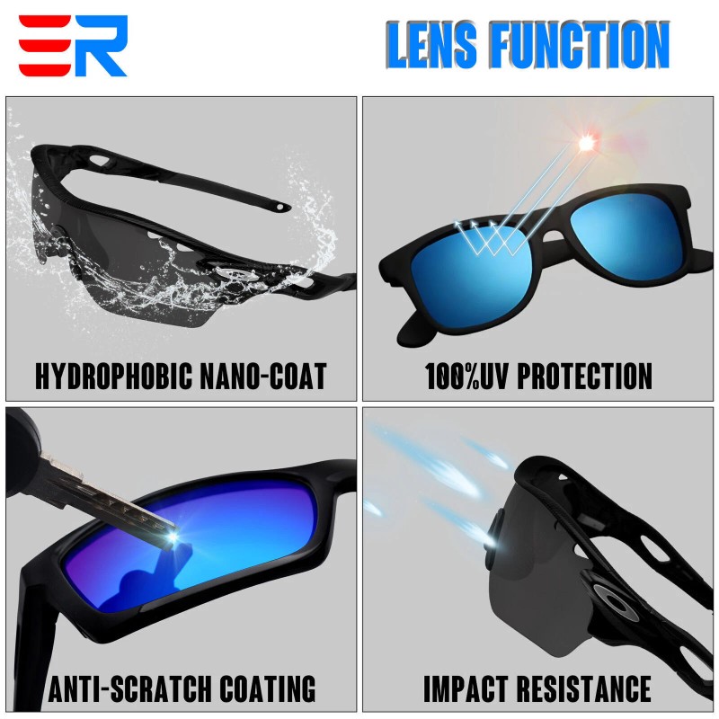 Oakley Ice Blue Polarized Replacement Lenses For-Oakley Flak Jacket XLJ