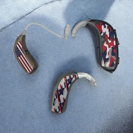 HearSkins Hearing Aid Stickers Decals Skins | United States Flag Fourth of July Patriotic Designs | Fits BTE & RIC Amplifiers, Find The Best Size and Apply, Easily Removable & Repositionable