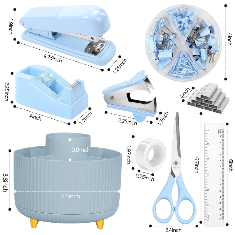 SKYDUE Desk Organizers and Accessories 10Pcs, 360-Degree Rotating Pen Holder,