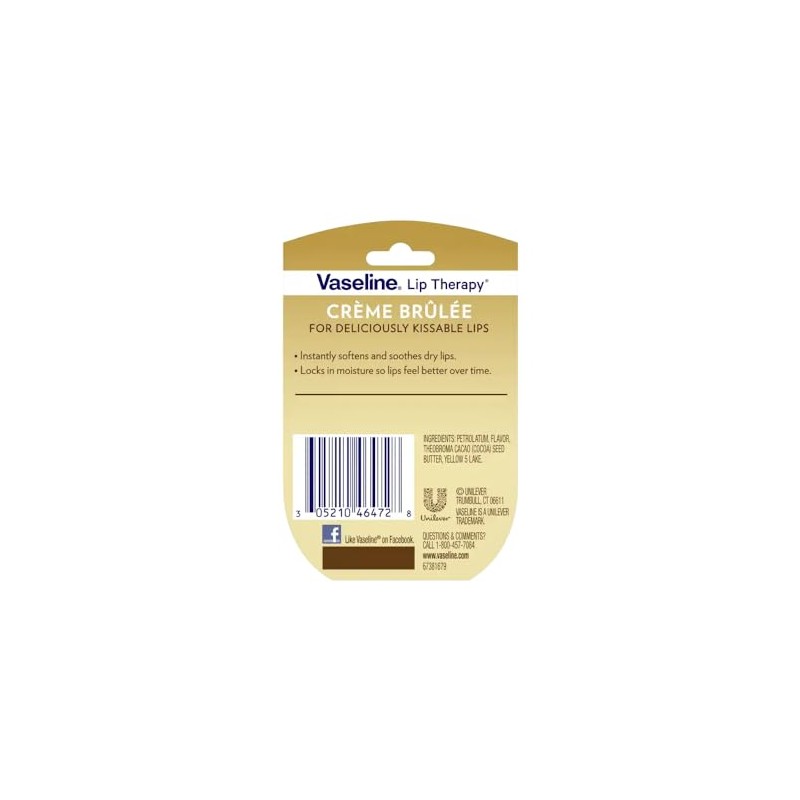 Vaseline Lip Therapy Lip Balm, Creme Brulee 0.25 oz (paquete