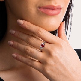 RANDES July Birthstone Ring 925 Sterling Silver Celtic Knot Ring Ruby Red Stone Heart Rings for Women Size 6