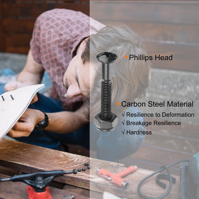 PATIKIL 8 Pcs 1-5/16" / 33mm Skateboard Mounting Hardware Carbon