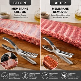 BBQ Rib Membrane Removal Tool for Meat Prep – Stainless Steel Rib Skinner for Grilling Kitchen Use