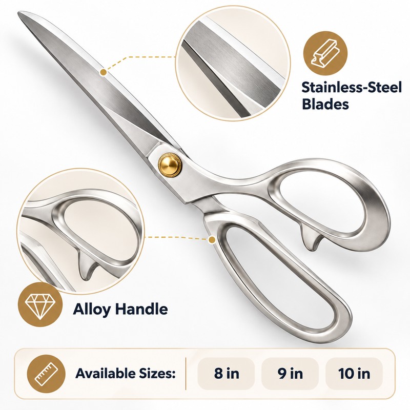 Tailor Scissors for Fabric Cutting – Stainless Steel Blades &