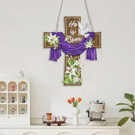 AIBOERL Crosses Diamond Painting Pendant Kits,5D Diamond Art Hanging Kits,7.17"X7.17"DIY Gem Art Crafts Suncatcher Pendant Kit for Adults for Home Wall Decor Gift