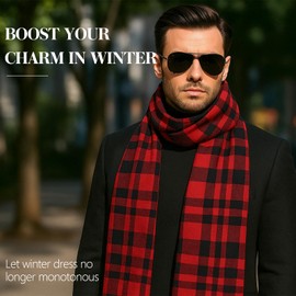 HONGTEYA Winter Warm Long Soft Scarf (Red Grid, One Size)