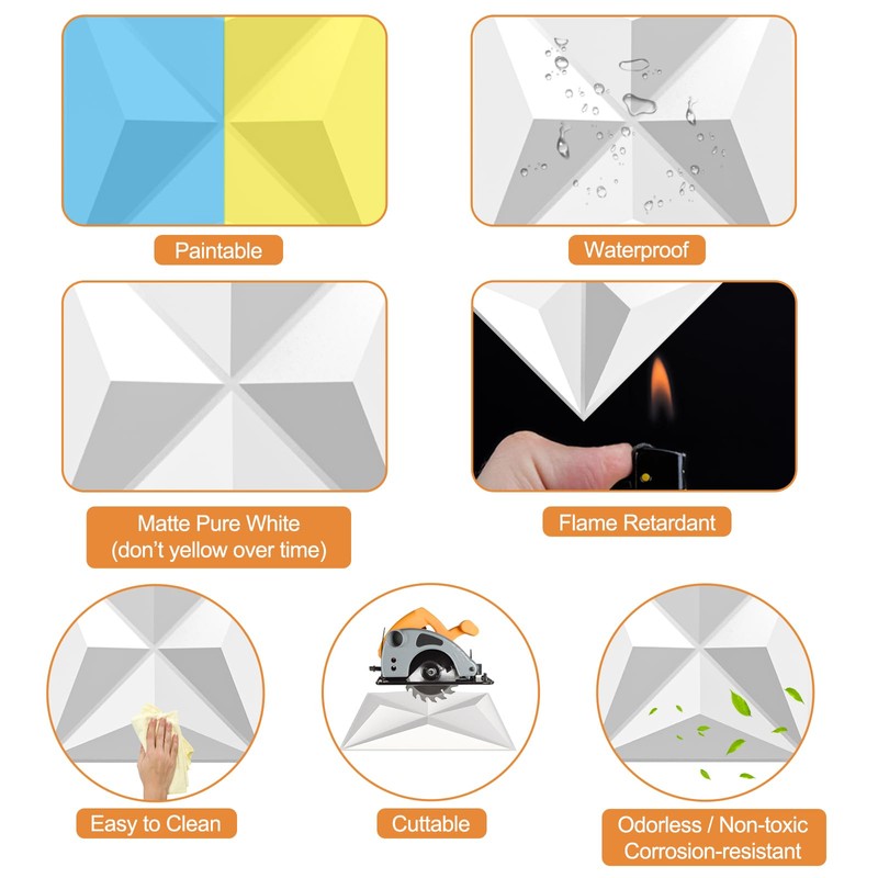 TroyStudio Acoustic Sound Diffuser Panels, 12 X 12 X 1