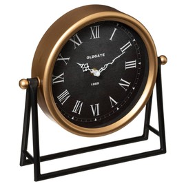 ATMOSPHERA Black and Gold Metal Stand Clock