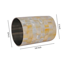 Wonderlist Handicrafts Mother of Pearl Bathroom Accessories Designer Bath Ensemble 100 Percent Handmade Toothpaste/Toothbrush Holder Set of 2 5 inches, BOWL