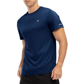 YSENTO Mens Rash Guards UV Swim Tops Rash Vest Quick Dry UPF 50+ Short Sleeve Running Sports Gym Tops(Navy,3XL)